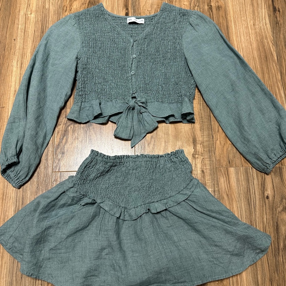Zara Kids Green Skirt Set